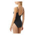 Фото #2 товара Michael Kors Iconic Solids Sash Logo Trim V-Neck One-Piece Swimsuit Black 12