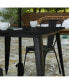 Dryden Indoor/Outdoor Dining Table With Umbrella Hole, 36" Square All Weather Poly Resin Top And Steel Base