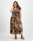 Plus Size Printed Cap-Sleeve Midi Wrap Dress