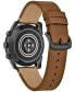 Men's CZ Smart Hybrid Sport Brown Leather Strap Smart Watch 43mm