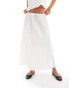 Фото #4 товара ASOS DESIGN cotton drawstring waist maxi skirt with broderie trim in white co ord