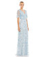 ფოტო #1 პროდუქტის Women's Embellished V Neck Empire Waist Ruffle Hem Gown