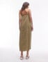 Topshop cupro cami midi dress in khaki