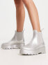 Фото #4 товара ASOS DESIGN Gadget chunky chelsea wellies in silver