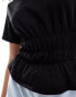 COLLUSION shirred waist t-shirt in black