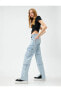 Фото #2 товара Kargo Kot Pantolon Straight Jean Yüksek Bel Düz Paça - Eve Jeans