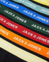 Jack & Jones 7 pack trunks in black with multi colour waistband