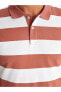 Polo Yaka Kısa Kollu Renk Bloklu Pike Erkek Tişört