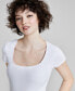 Фото #3 товара Women's Picot-Trim Cap-Sleeve T-Shirt, Created for Macy's