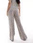 Stradivarius drawstring trouser co-ord in leopard