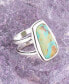 Precious Genuine Turquoise Sterling Silver Rectangle Ring Genuine Turquoise, 7 - фото #2