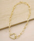 ფოტო #3 პროდუქტის Open Heart Lock Faux Cubic Zirconia Necklace