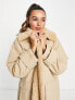 ASOS DESIGN hero borg parka coat in camel