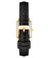 Women's Watch in Black Faux Leather with Gold-Tone Lugs, 24x36.3mm