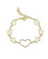 ფოტო #1 პროდუქტის 14k Yellow Gold Plated with Cubic Zirconia Heart Halo Charm Bracelet