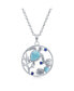 Фото #1 товара Sterling Silver Turtle, Seashell, Sand Dollar Larimar & CZ Round Necklace