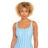 Фото #2 товара Time and Tru One Piece Swimsuit Women SZ L White Striped Square Neck Sleeveless