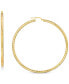 ფოტო #1 პროდუქტის Textured Large Hoop Earrings in 10k Gold 60mm