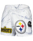 ფოტო #3 პროდუქტის Men's White Pittsburgh Steelers Allover Marble Print Shorts