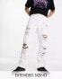 Фото #2 товара ASOS DESIGN baggy jeans with heavy rips in white