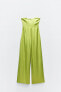 Satin cut-out jumpsuit with tie
