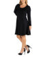 ფოტო #2 პროდუქტის Plus Size Long Sleeve Flared Dress