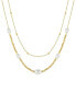 ფოტო #1 პროდუქტის Imitation Pearl 18K Gold-Plated Double Layer Necklace