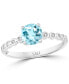 ფოტო #1 პროდუქტის Aquamarine (3/4 ct. t.w.) & Diamond (1/10 ct. t.w.) Ring in 14k White Gold