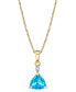 ფოტო #1 პროდუქტის Blue Topaz (1-5/8 ct. t.w. ) & Diamond Accent Trillion 18" Pendant Necklace in 14k Gold