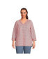 ფოტო #1 პროდუქტის Plus Size Rayon 3/4 Sleeve V Neck Tunic Top