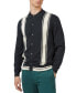 Men's Varsity-Inspired Knitted Button-Front Long-Sleeve Shirt