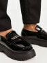 ASOS DESIGN chunky loafers in black faux leather with gold snaffle