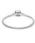 ფოტო #2 პროდუქტის Sterling Silver Moments Heart Clasp Snake Chain Bracelet