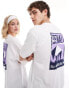 Фото #3 товара The North Face Vintage Denali backprint oversized t-shirt in white and purple