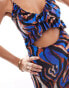 Фото #4 товара ASOS DESIGN frill detail cami maxi dress in blue zebra print