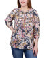 3/4 Sleeve Drawstring Neck Blouse