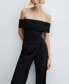 Фото #2 товара Women's Gathered Detail Off-The-Shoulder Jumpsuit