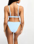 Peek & Beau Fuller Bust Exclusive mix & match scallop plunge long line bikini top in pastel blue 75E - фото #6