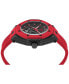 ფოტო #2 პროდუქტის Men's Automatic Skeleton Royal Red Silicone Strap Watch 46mm