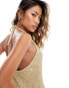 Фото #4 товара ASOS DESIGN racer neck sequin knit maxi dress with low back in gold