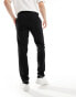 River Island slim fit smart linen trousers in black