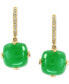 ფოტო #3 პროდუქტის EFFY® Dyed Green Jade & Diamond (1/6 ct. t.w.) Hoop Drop Earrings in 14k Gold