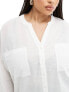 ONLY Curve v neck oversized shirt in white