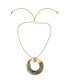 18K Gold Plated Iridescent Shell Circle Pendant Adjustable Necklace