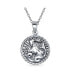 ფოტო #1 პროდუქტის Capricorn Zodiac Sign Astrology Horoscope Round Medallion Pendant For Men Women Necklace Antiqued Sterling Silver