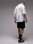 Фото #3 товара Topman short sleeve relaxed Greek print revere shirt in white