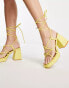 Фото #3 товара Urban Revivo tie up black heeled sandals in lemon yellow