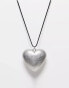 Фото #1 товара ASOS DESIGN pendant necklace with large puff heart detail in silver tone