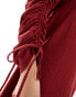 Фото #3 товара ASOS DESIGN ruched sleeve detail crinkle maxi dress in cherry red