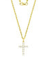 ფოტო #3 პროდუქტის Cubic Zirconia Baguette Cross 18" Pendant Necklace in 10k Gold